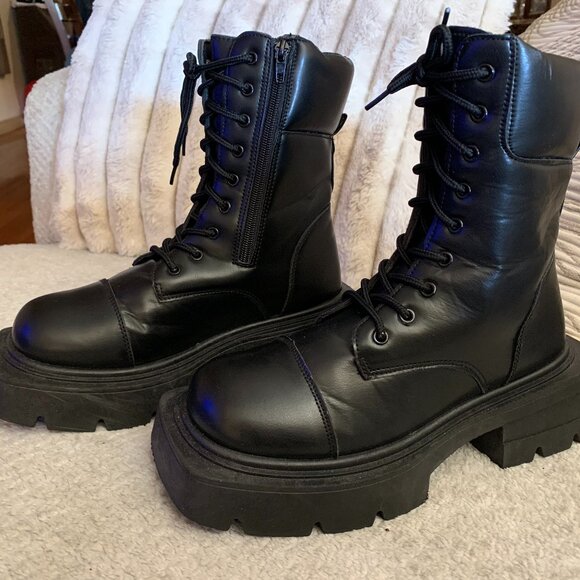 Black Combat Boots Size 8 - Picture 5 of 5